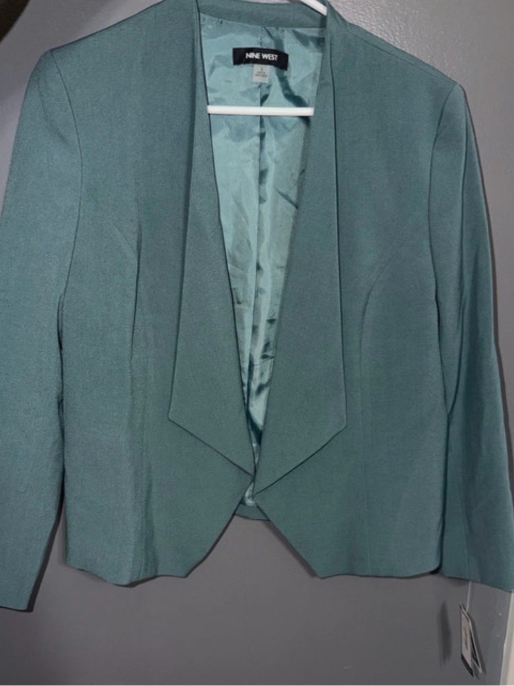 Nine West Teal-Green Open-Front Tailored Blazer